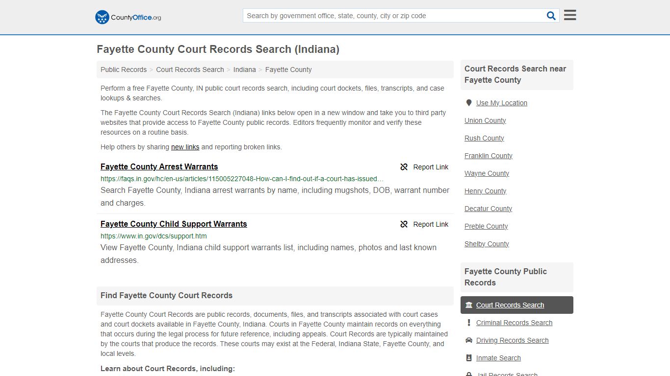 Fayette County Court Records Search (Indiana) - countyoffice.org